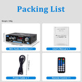 Amplificador Estéreo Bluetooth 5.0 200W con Control de Graves y Agudos AK35