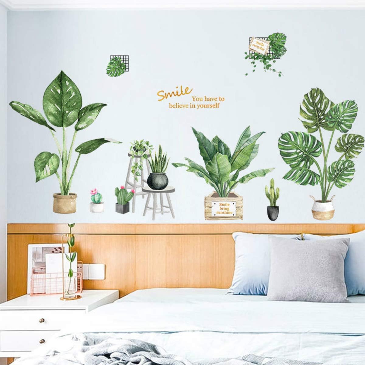Stickers de Plantas Verdes para Paredes, Decoración Tropical