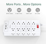Protector de sobretensiones 23 en 1, cable de extensión de 6 pies