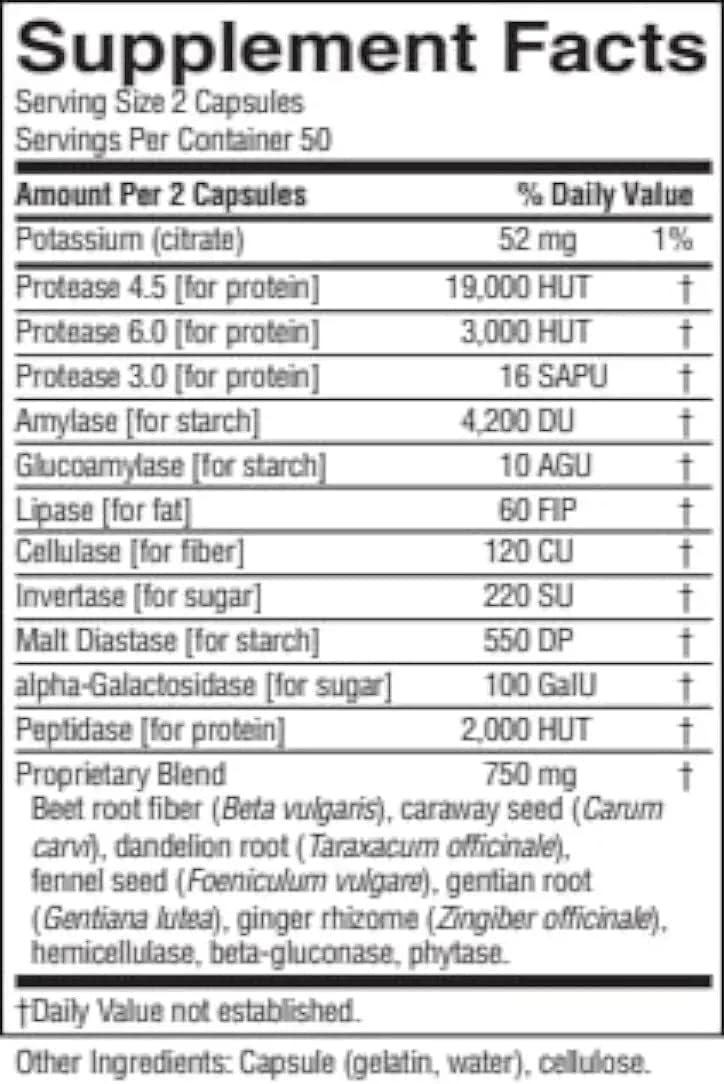 Suplementos  Proactazyme: Enzimas Digestiva 100 Cápsulas