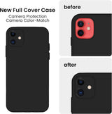 FireNova Funda diseñada para iPhone 12, funda de silicona mejorada [protección de cámara] con forro de microfibra suave antiarañazos, 6.1 pulgadas, color negro
