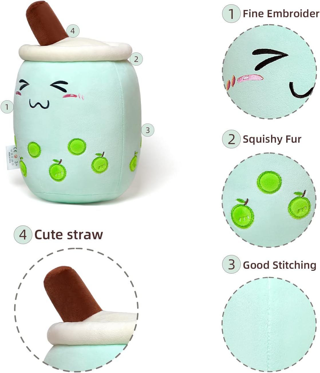 Peluche de té con leche adorable almohada de peluche