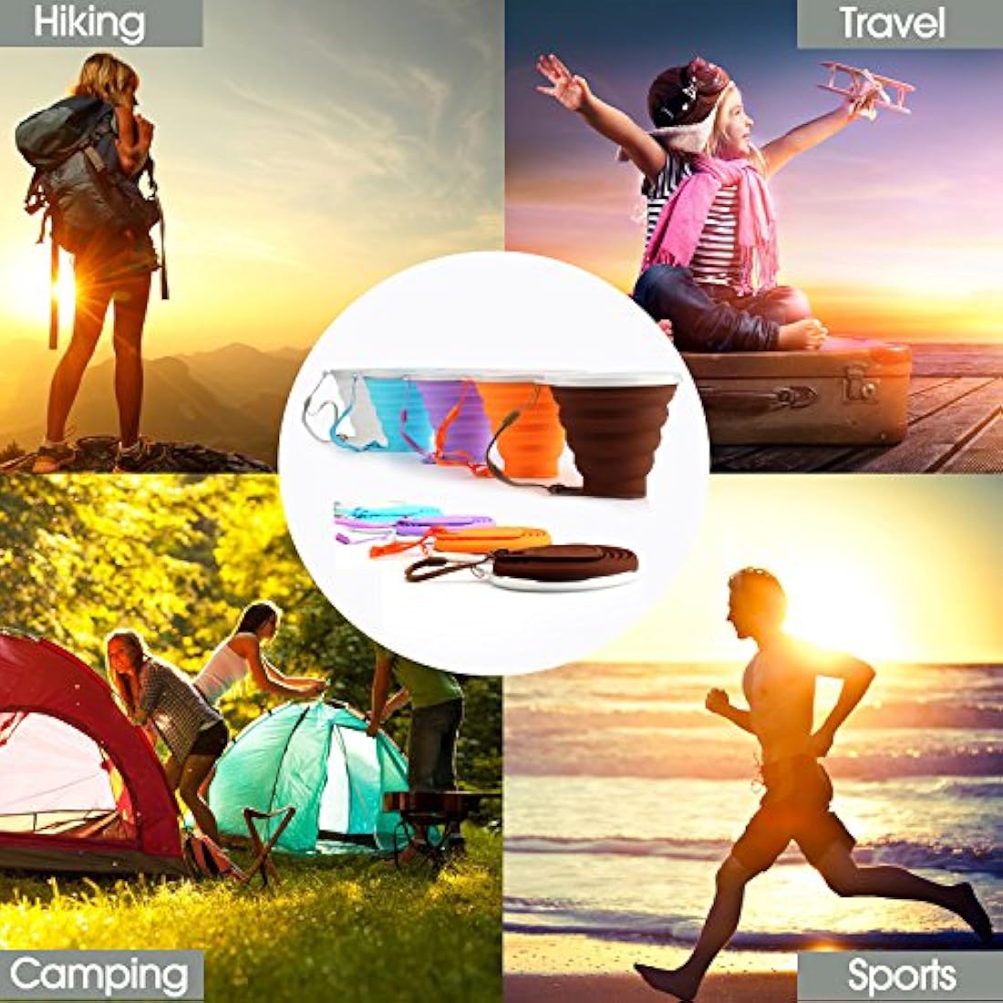ME.FAN - Taza de viaje plegable de silicona para camping