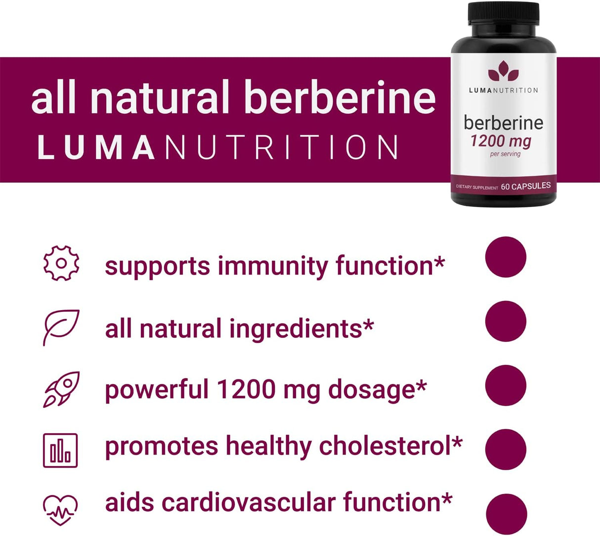 Suplemento Berberina 1200 mg por porción Plus 60 Cápsulas