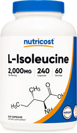 Suplemento Nutricost L-isoleucina 2000mg por porción 240 cáp