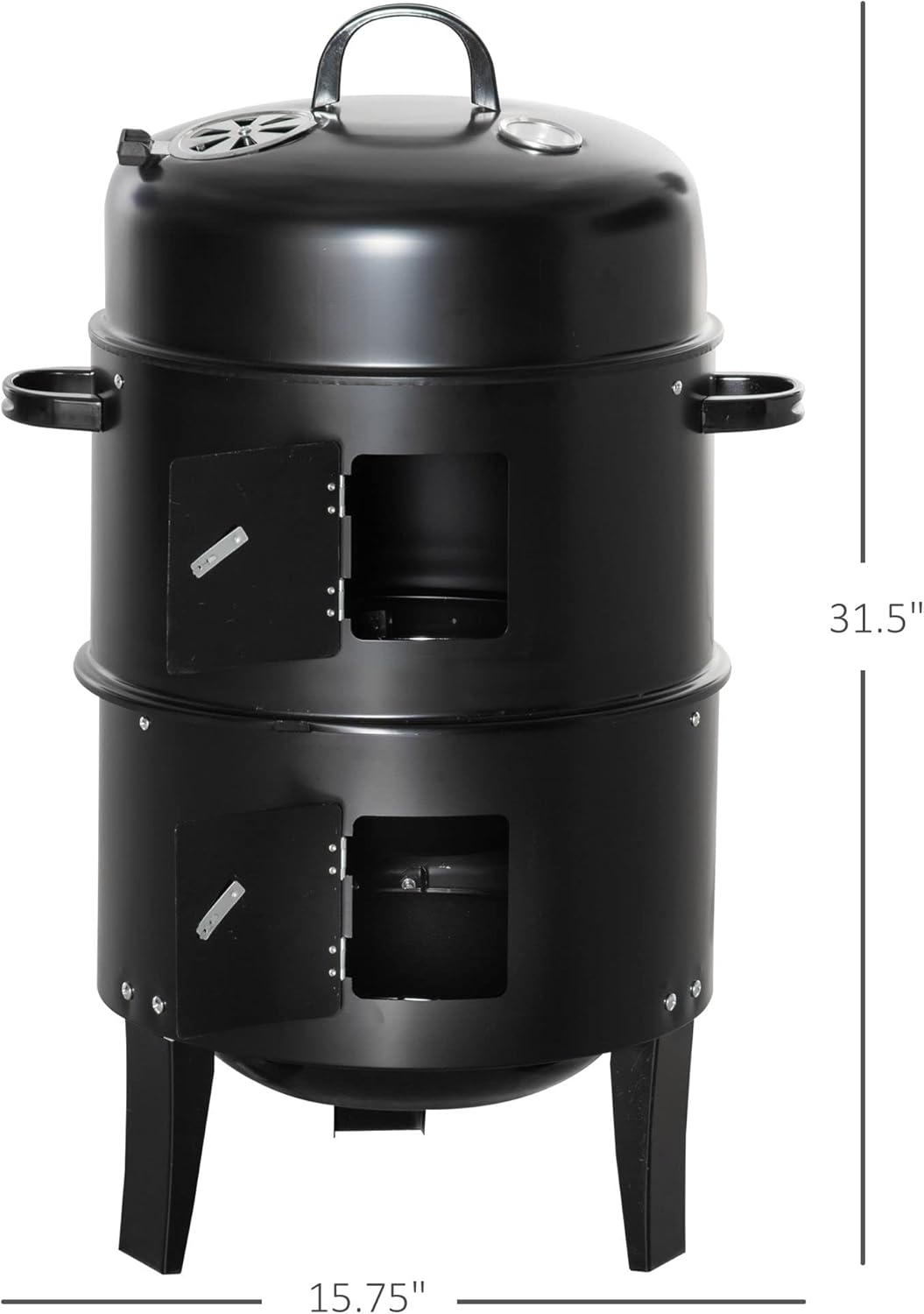 Parrilla Ahumadora Vertical Outsunny 3 en 1 16 con Termómetro