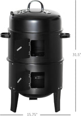 Parrilla Ahumadora Vertical Outsunny 3 en 1 16 con Termómetro