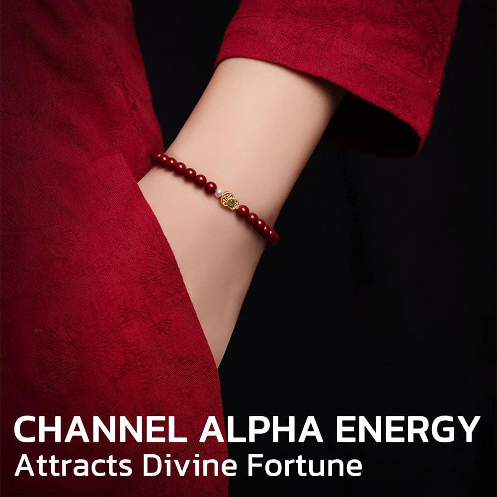 Pulsera Feng Shui Calabaza Cinabrio Amuleto Suerte y Protección
