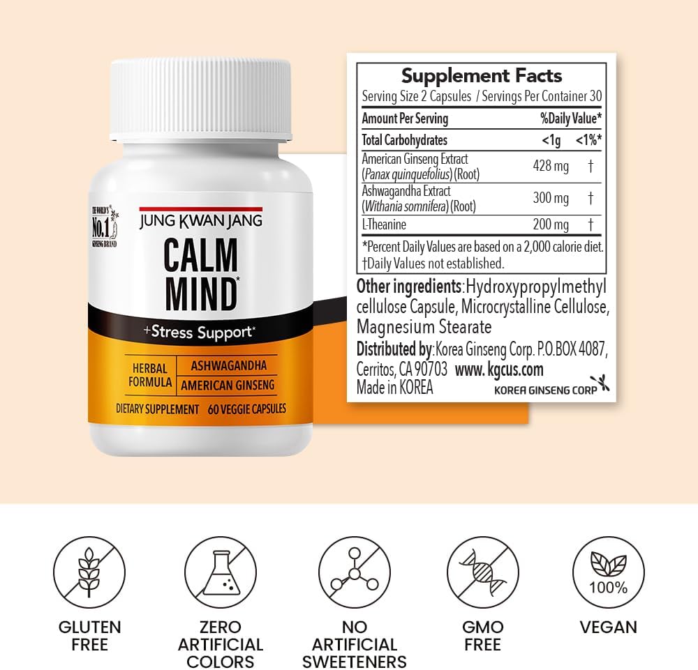 Suplemento Calmante JungKwanJang con Ashwagandha y Ginseng