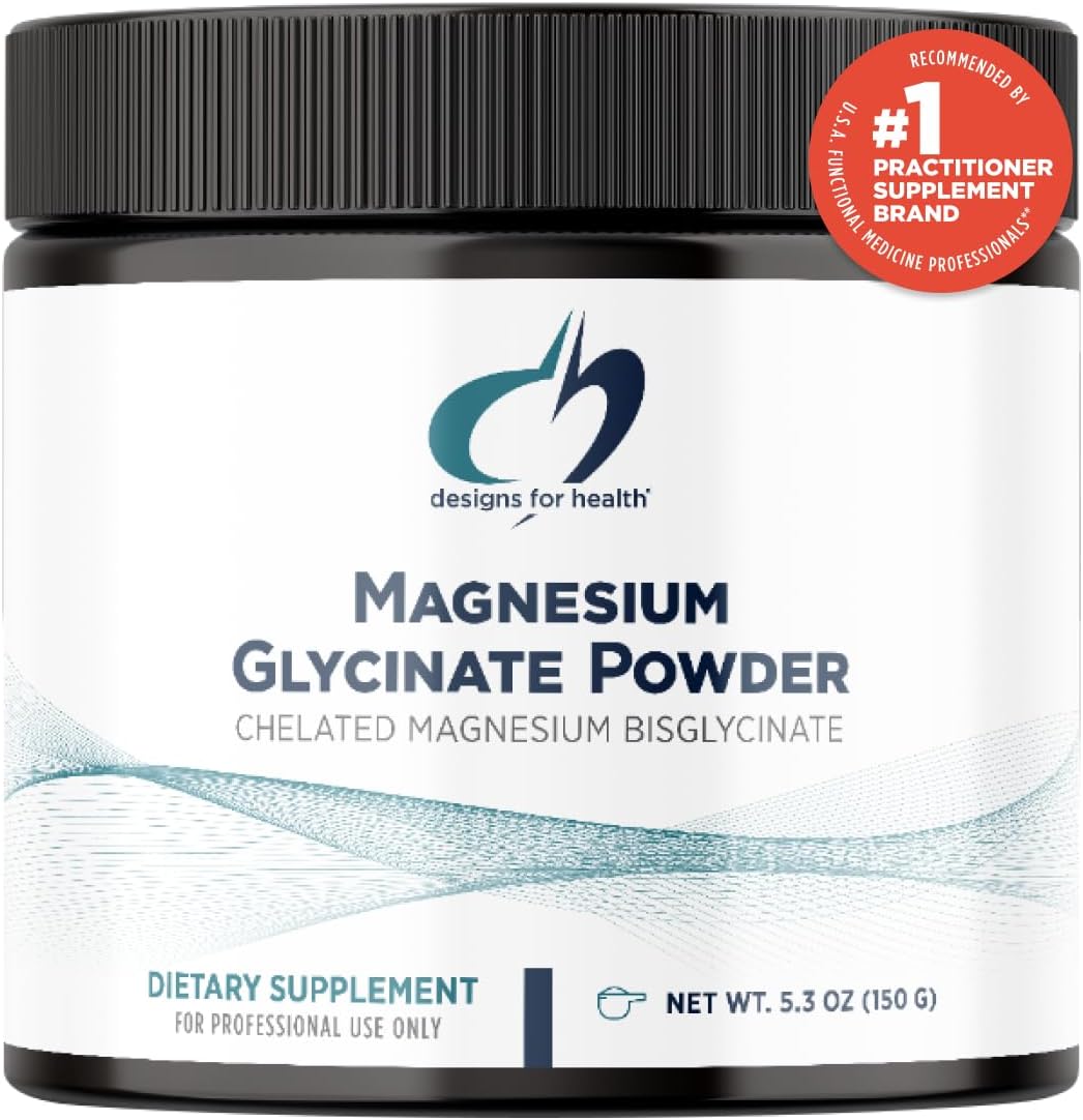 Magnesio Glycinato en Polvo de Designs for Health, 300mg