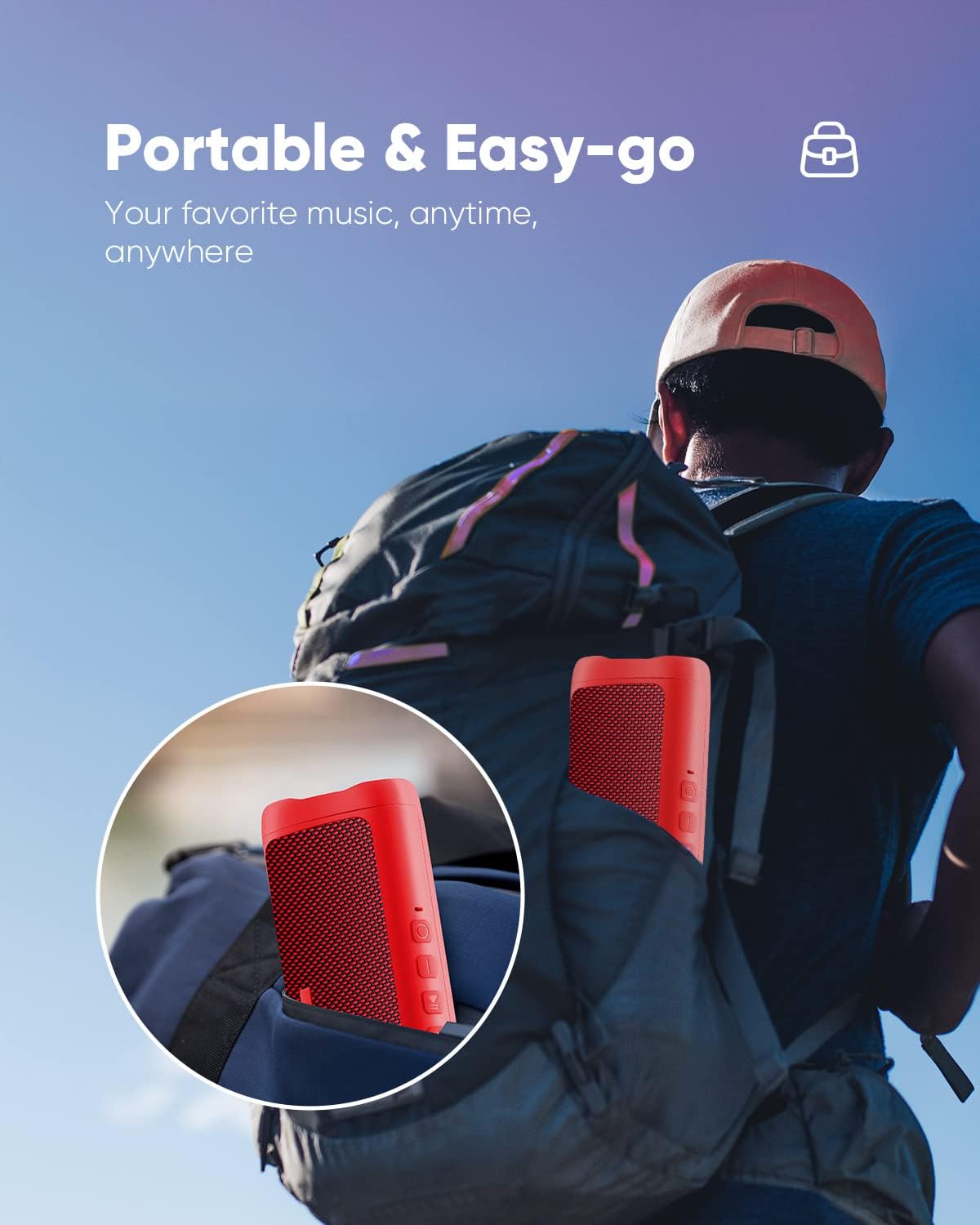 Altavoz impermeable IPX5 portátil con 24 horas de duración