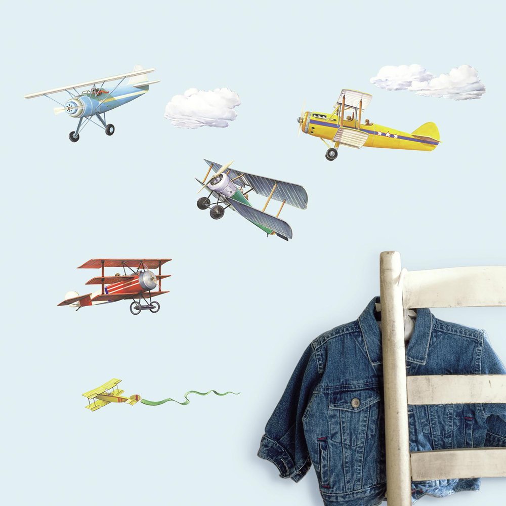 RoomMates RMK1197SCS Vintage Planes Peel and Stick Tatuajes