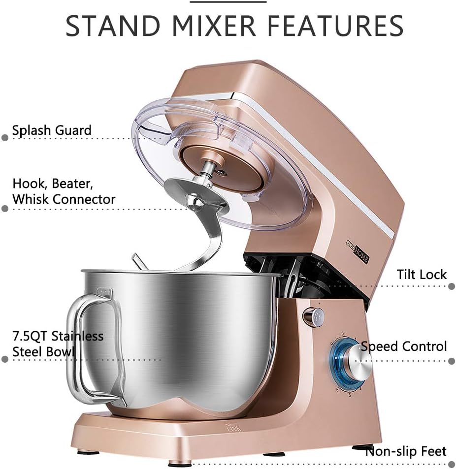 Batidora VIVOHOME 7.5 Qt, 660W, 6 Velocidades, Modelo Mixer