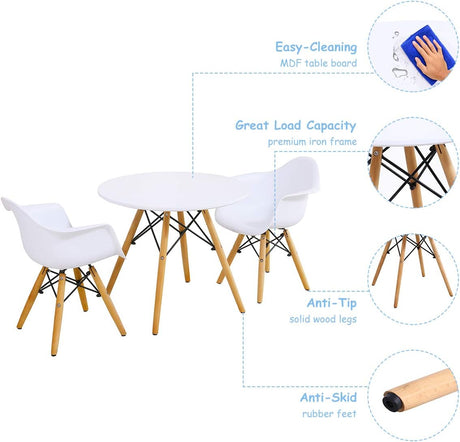 Juego de mesa y 2 sillas para niños estilo moderno