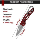 Cuchillo plegable, hoja súper afilada de 2.2 pulgadas, Rojo