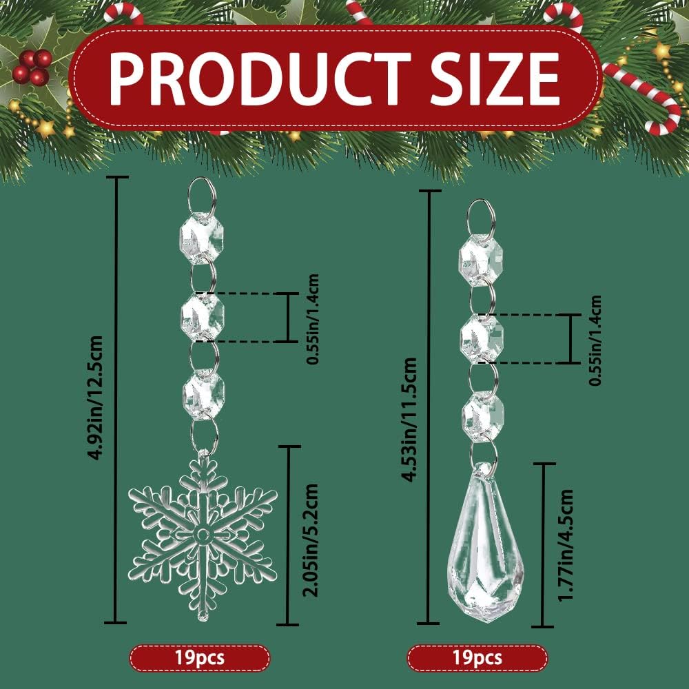 Decoraciones de Cristal para Árbol YUJUN 38PCS Copos de Nieve