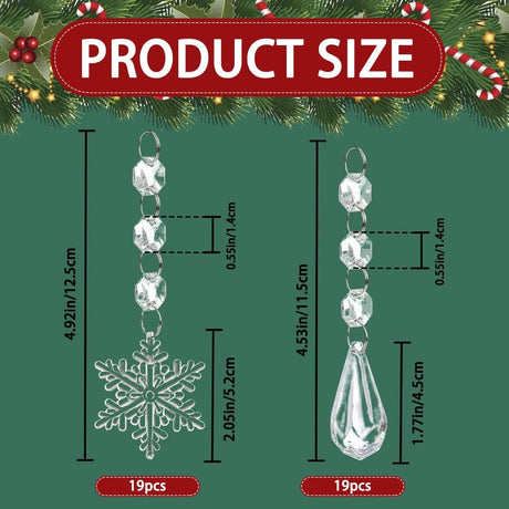 Decoraciones de Cristal para Árbol YUJUN 38PCS Copos de Nieve