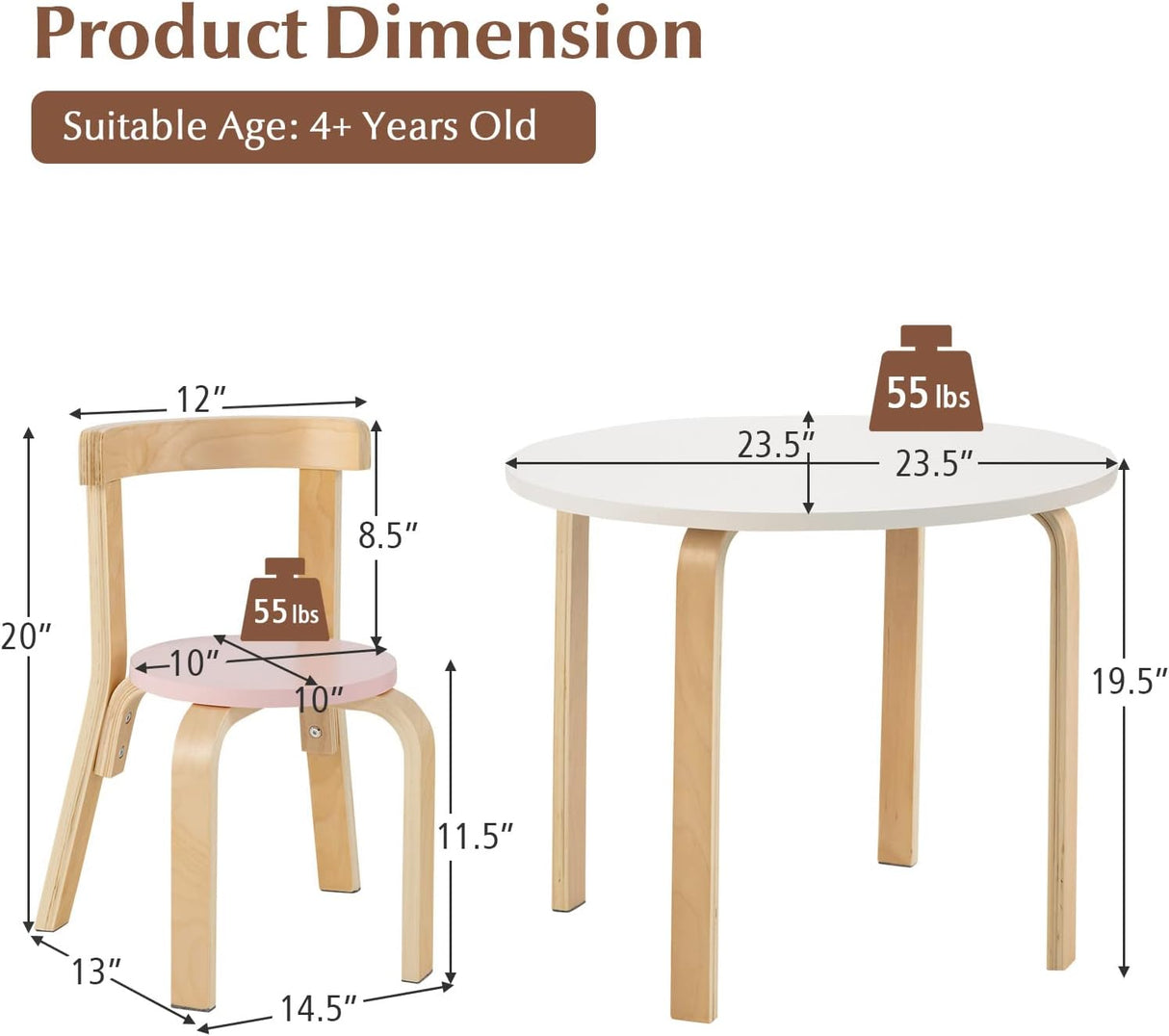 Juego de mesa y silla para niños muebles de guardería