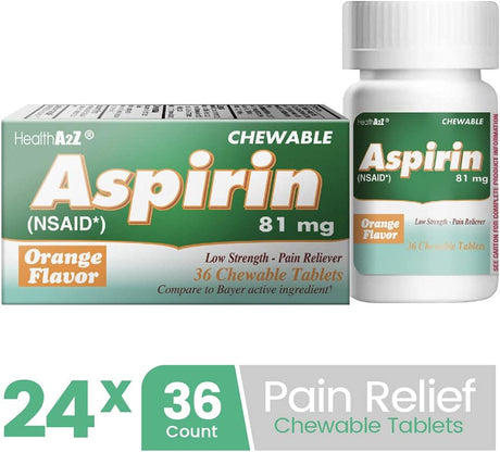 Aspirina 81mg NSAID Bayer 24x36 Tabletas Masticables