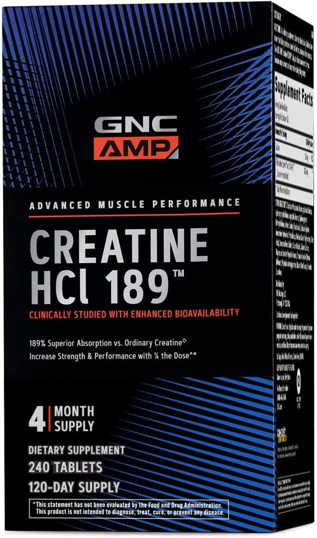 Suplementos GNC AMP HCl 189 240 comprimidos