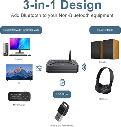 Adaptador de audio Bluetooth 3 en 1