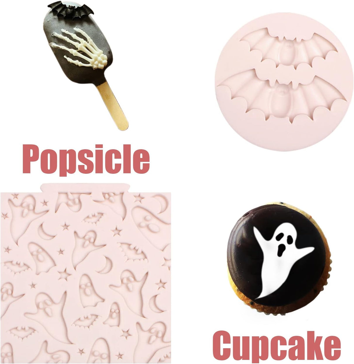 Moldes de Silicona Halloween 6 Pcs - Decoración para Repostería