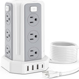 Regleta de protección contra sobretensiones con 12 enchufes de CA y 4 puertos USB, con cable de alimentación de 9.8 pies, apto para casa u oficina