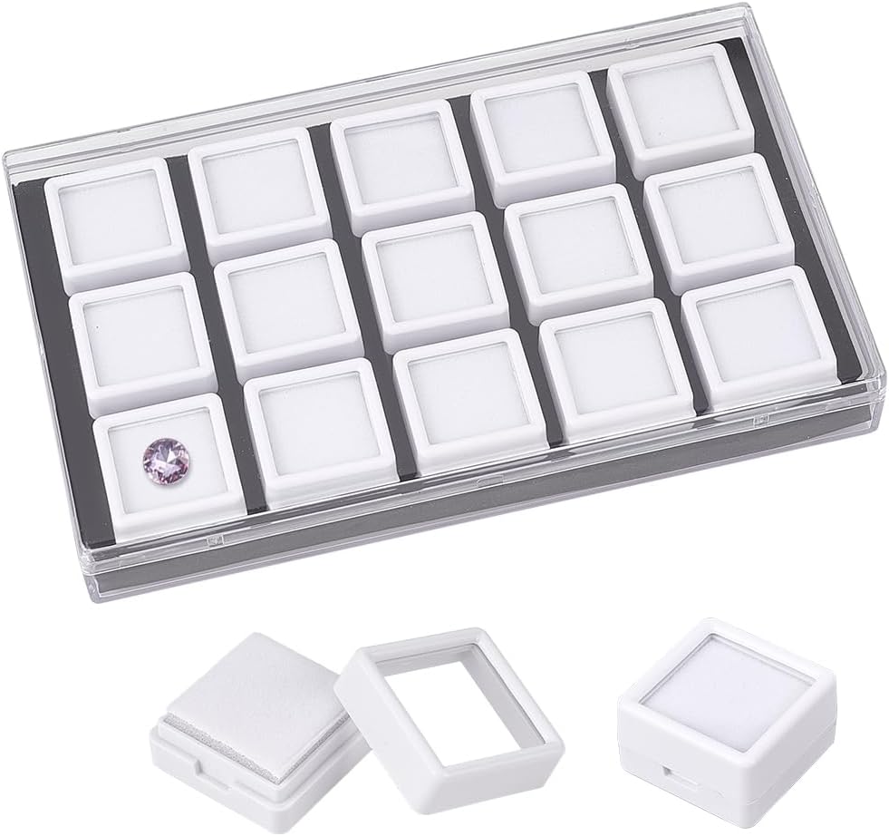 Paquete de 15 Cajas de Exhibición de Piedras Preciosas