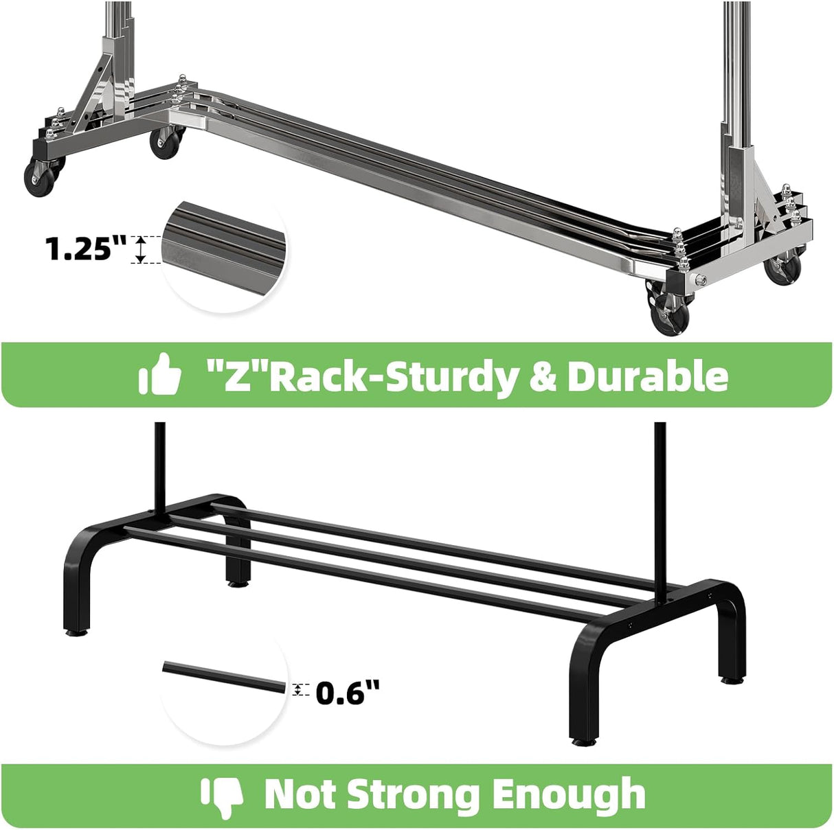 Perchero Industrial con Ruedas, 70in, 600lb, Extra Largo