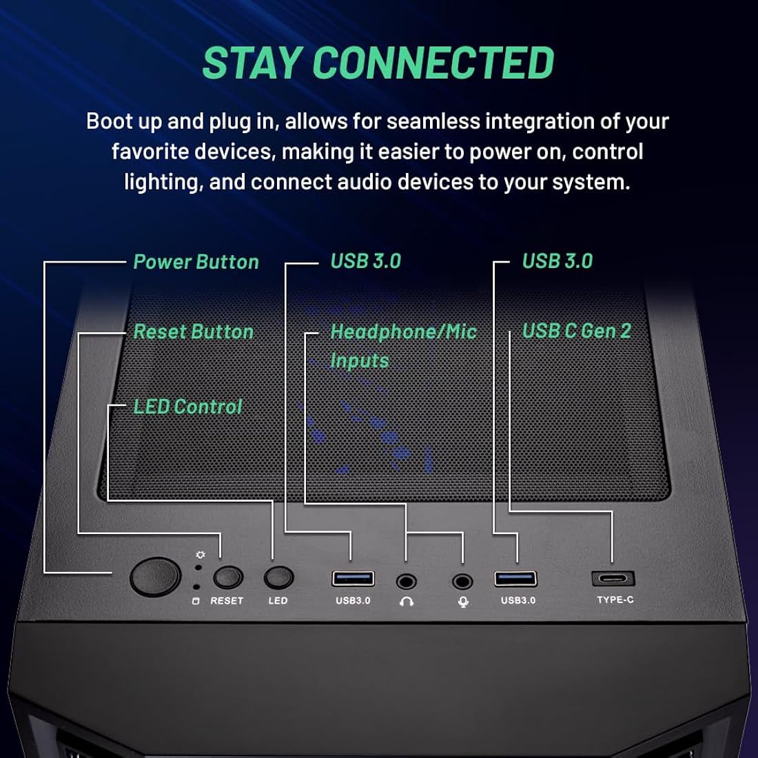 Computadora de escritorio de juego de 1 TB16 GB DDR4 negro