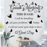 Vinilos de Pared Religiosos Good Morning This is God Flores y Mariposas