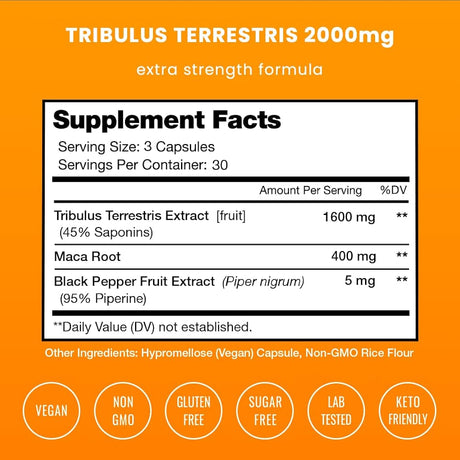 Suplemento Tribulus Terrestris de 2000 mg veganas 9 und