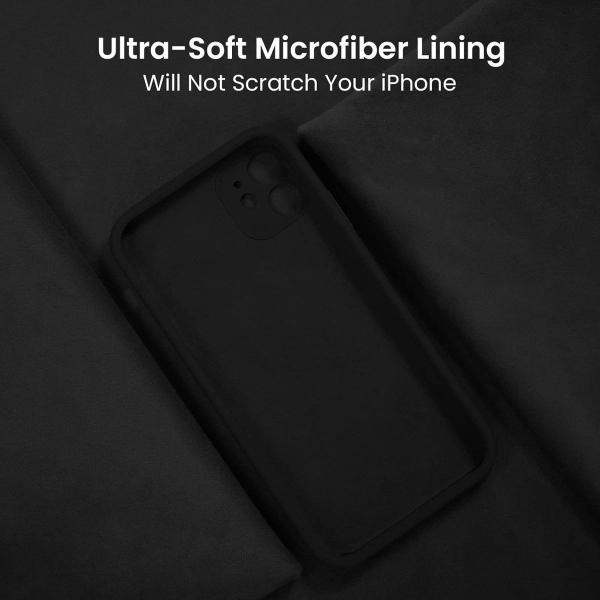 FireNova Funda diseñada para iPhone 12, funda de silicona mejorada [protección de cámara] con forro de microfibra suave antiarañazos, 6.1 pulgadas, color negro
