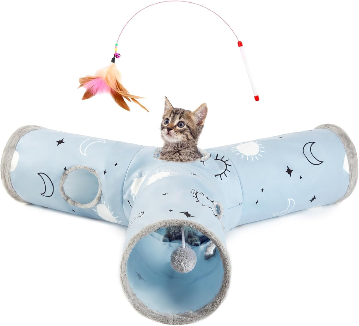 Túnel para Gatos Love's Cabin 3 Vías con Juguetes y Agujeros