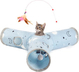Túnel para Gatos Love's Cabin 3 Vías con Juguetes y Agujeros