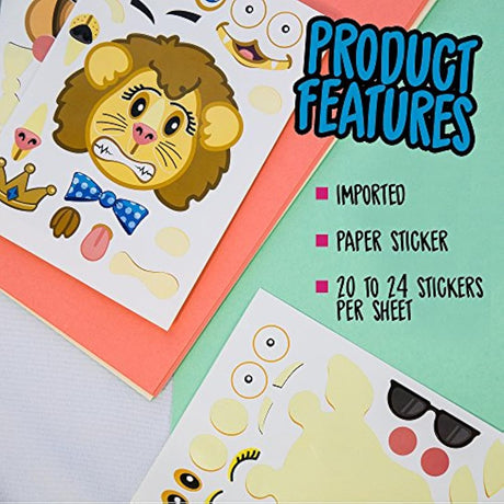 24 hojas de pegatinas Make-a-zoo sobre animales, gran zoo