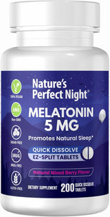 Melatonina 5mg Nature's Perfect Night 200 Tabletas Veganas