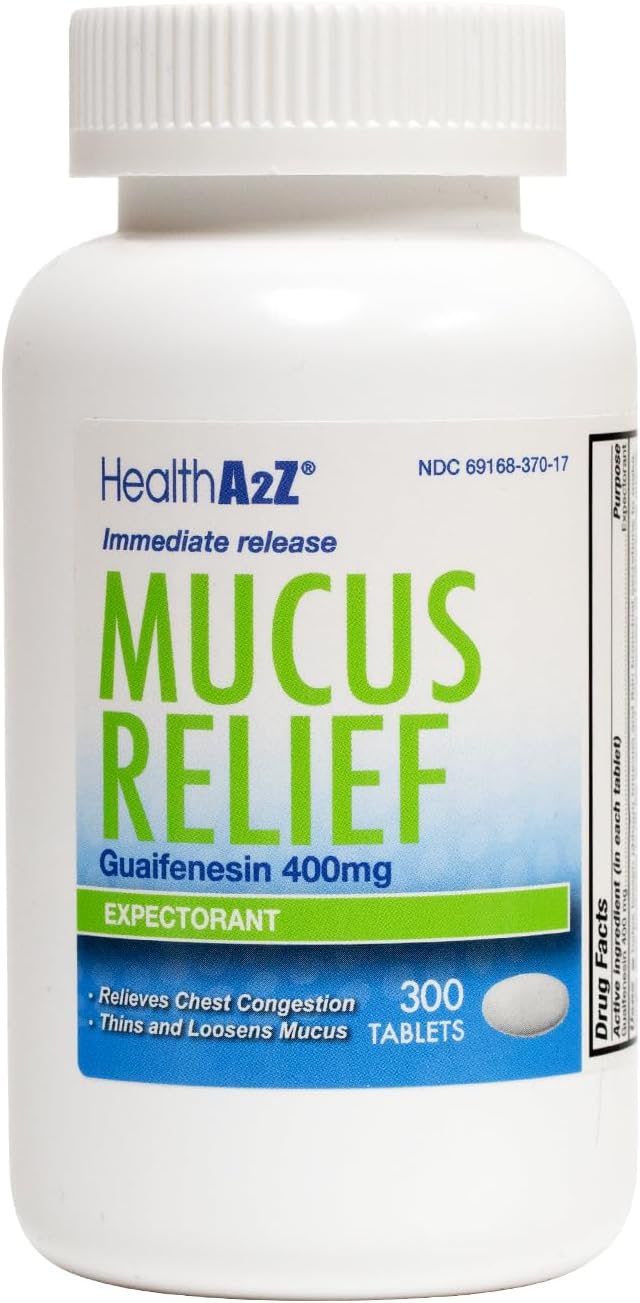 Mucus Relief HealthA2Z® Guaifenesin 400mg 300 cápsulas