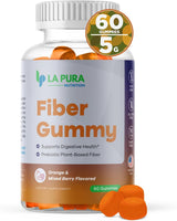 Suplementos de fibra de raíz de achicoria prebiótica de 0.18 onzas, 60 gomitas – Apoya la salud digestiva, mezcla de fibra prebiótica a base de plantas – Sabor naranja y bayas mixtas – Sin OMG, sin