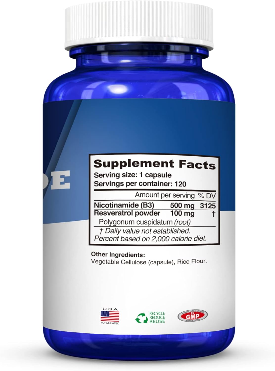 Nicotinamida 500mg con Resveratrol 100mg Antioxidante Natural