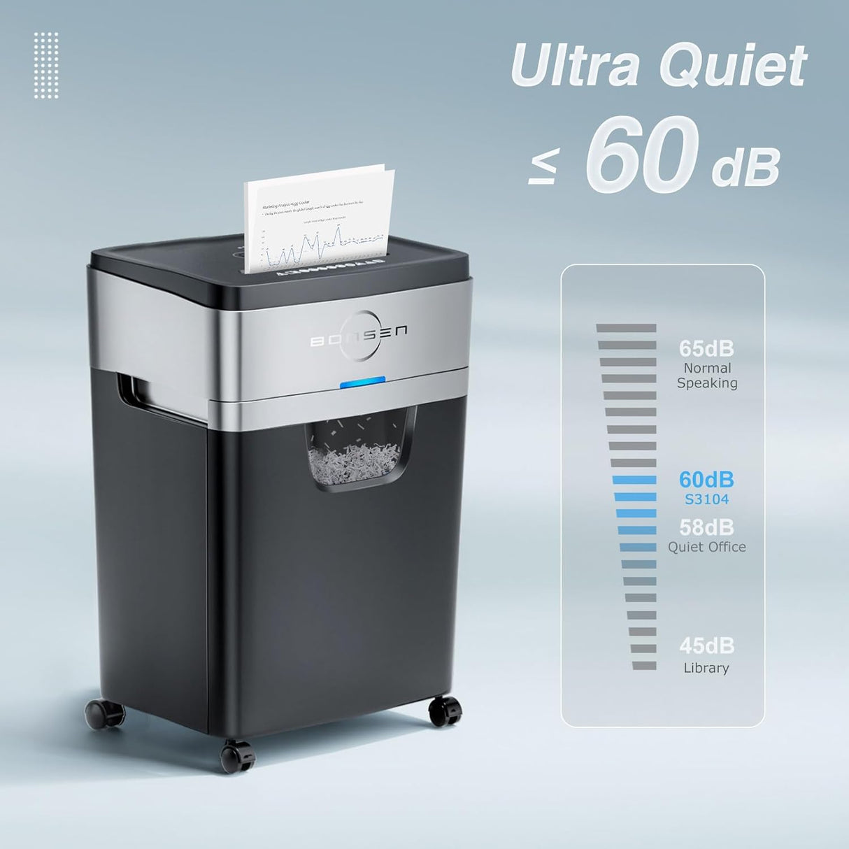 BONSEN Trituradora Papel 20 Hojas, Silenciosa 60dB, S3104