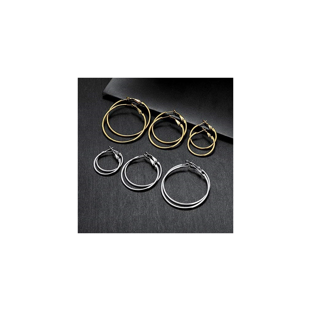 Aretes de acero inoxidable hipoalergénicos juego 6 pares