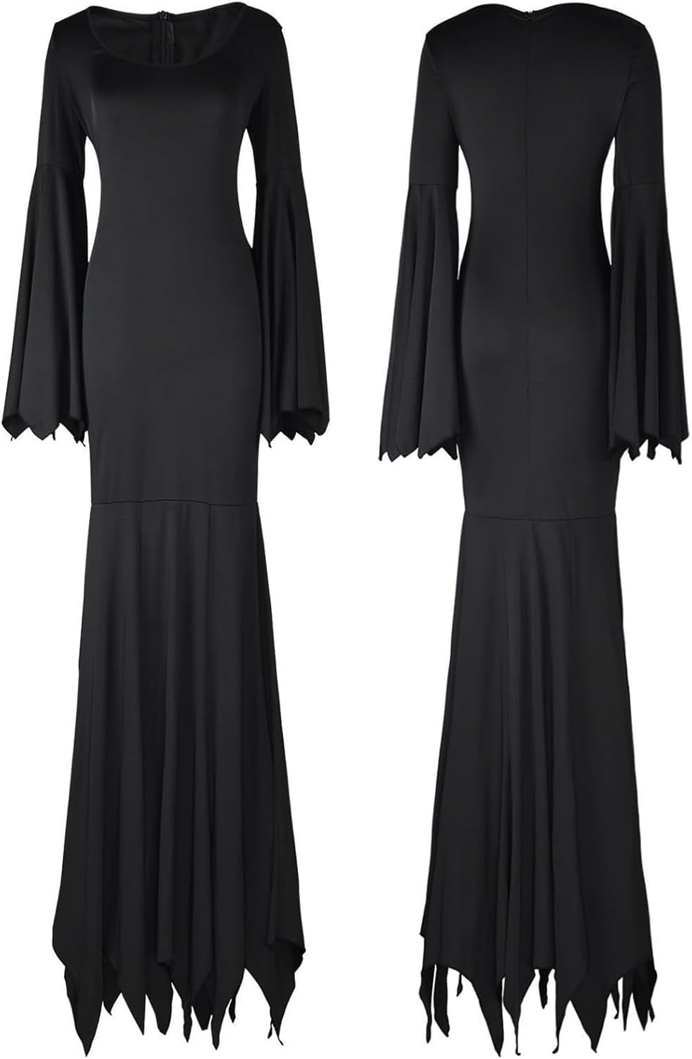 Disfraz Morticia YOGFIT con mangas de murciélago para Halloween