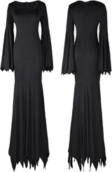 Disfraz Morticia YOGFIT con mangas de murciélago para Halloween