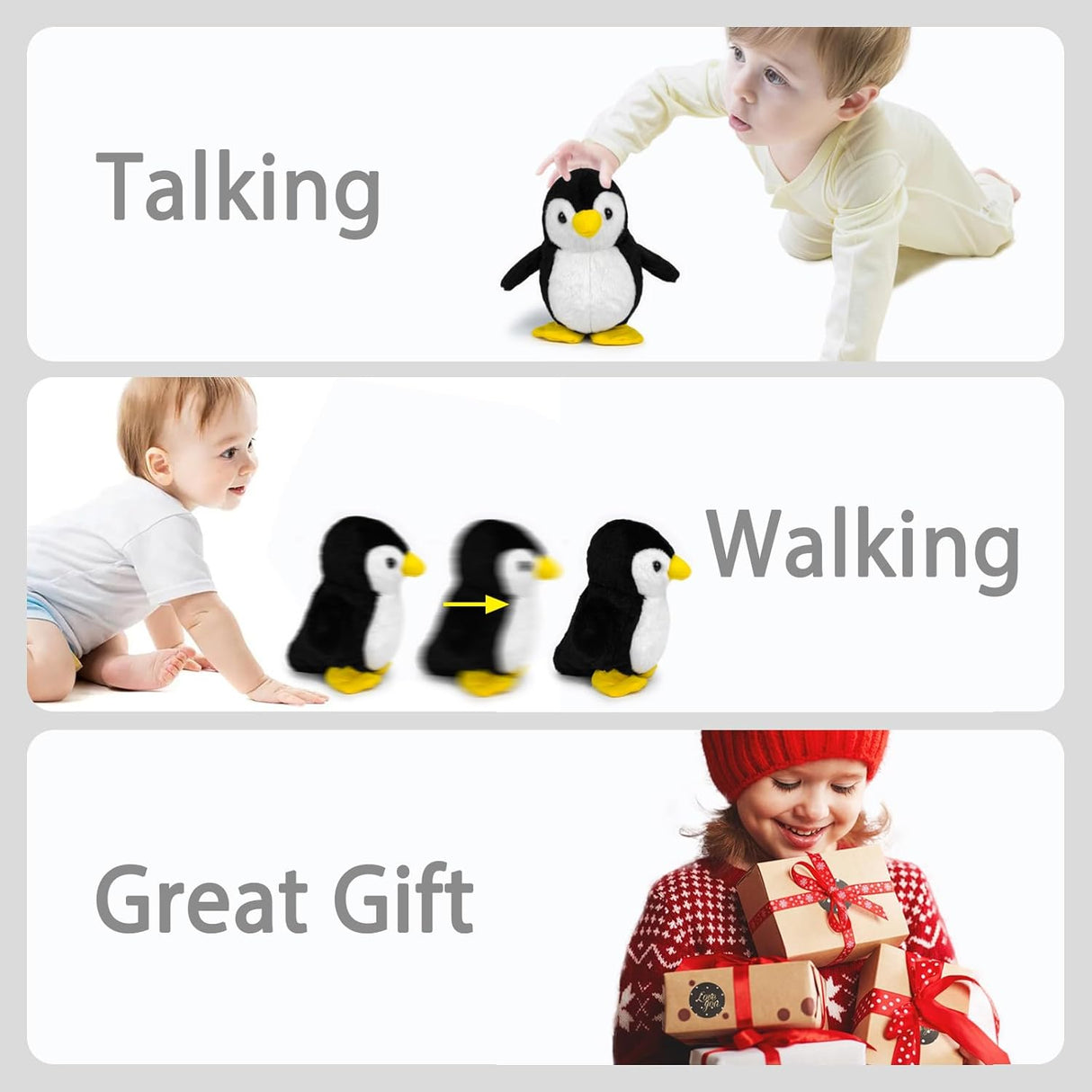 Peluche Pingüino Repetidor YH YUHUNG, Voz Clara, Juguete