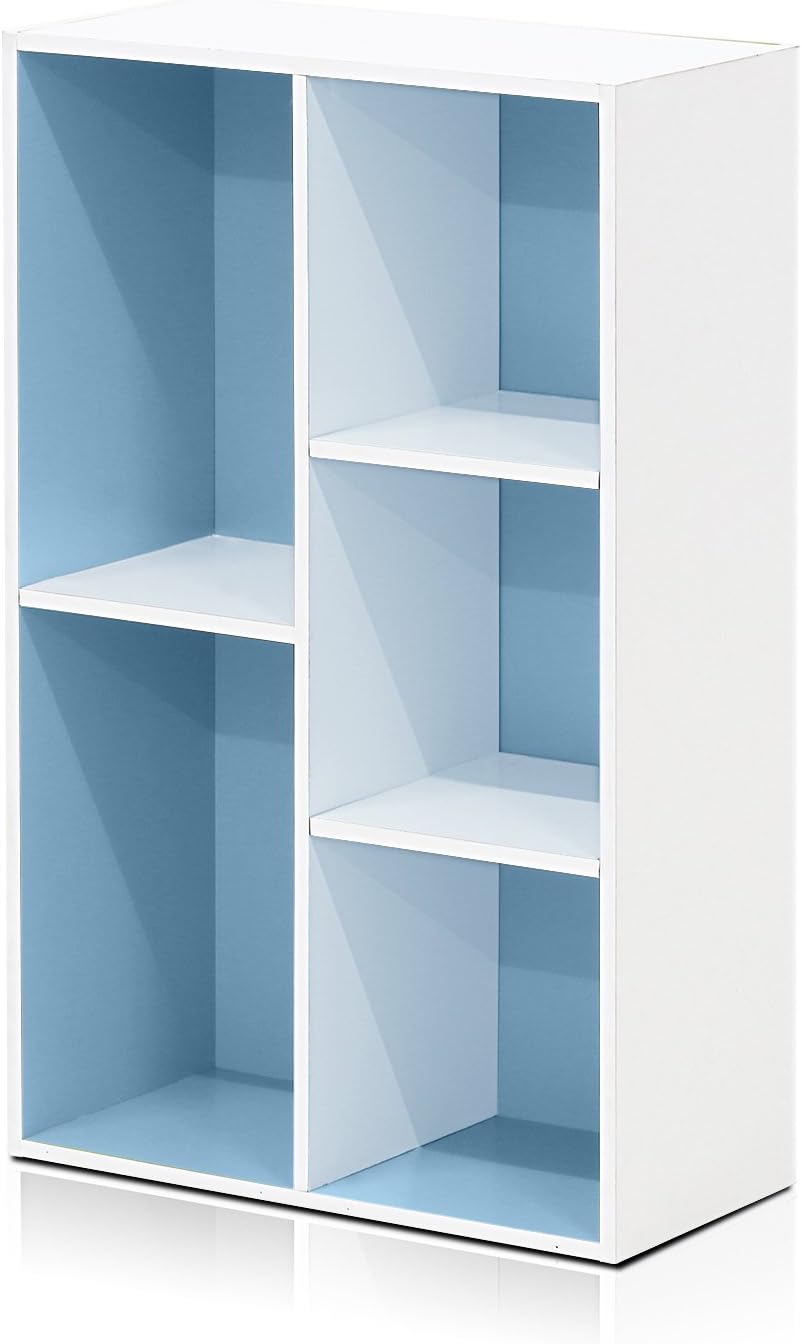 Estantería abierta reversible con 5 cubos - Modelo 11069WH/LBL