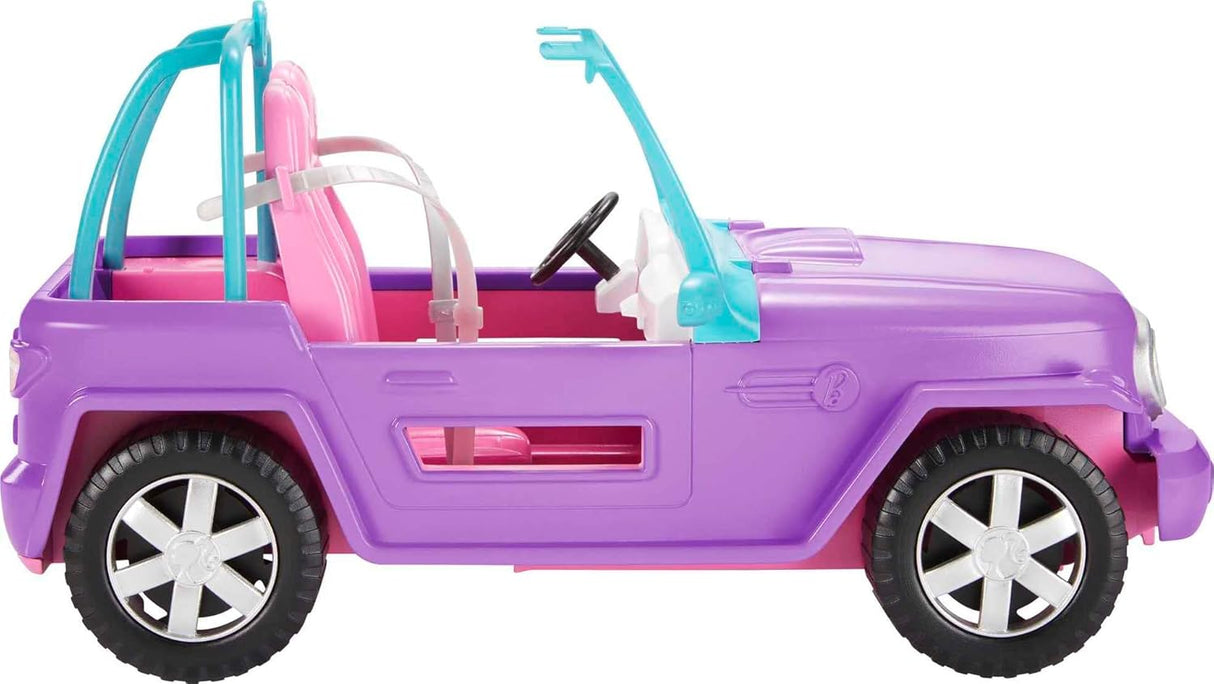 Barbie Vehículo Todo Terreno, Asientos Rosados, Ruedas Giratorias
