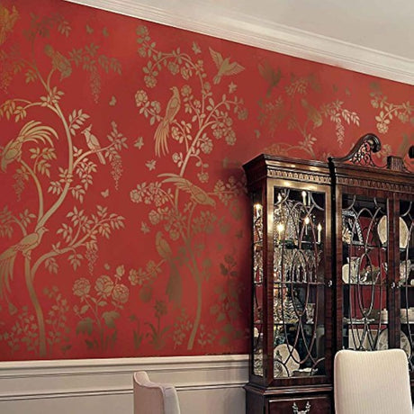 Plantilla para pared con diseño de pájaros y bayas