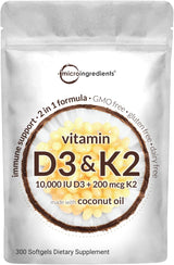 Suplemento Vitamina D3 10000 iu Plus K2 (MK-7)  300 cápsula