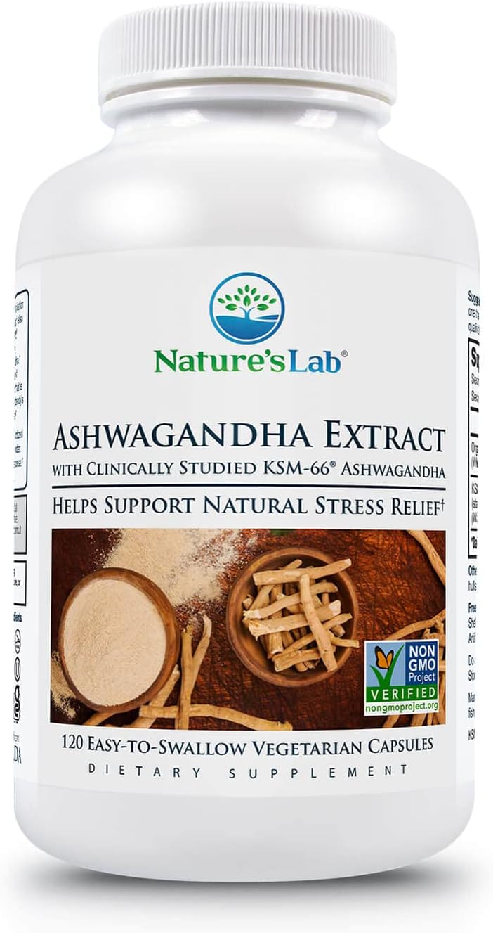 Extracto de Ashwagandha KSM 66 - Nature's Lab, 120 cápsulas